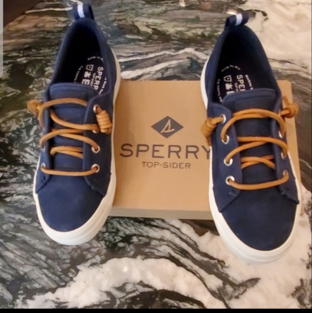 Sperry Crest Vibe Navy Lace Up Suede Sneakβ¦